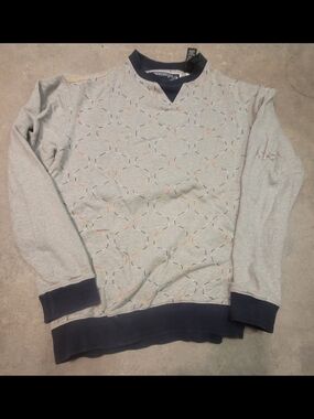 Enyce -  Old School Men's Light Gray Crewneck Sweater with Navy Trim